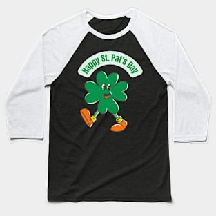 Happy Walking Four Leaf Clover Baseball T-Shirt